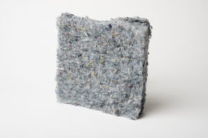 square of recycled cotton insulation