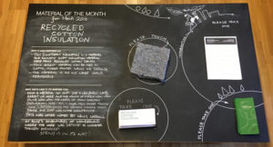 cotton block on a blackboard table top with text