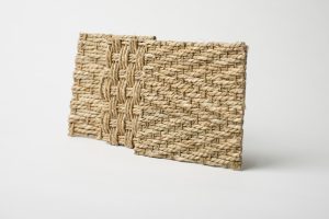 seagrass reeds woven together to make two small squares