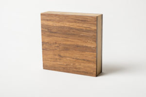 small square panel of veneered bamboo plywood