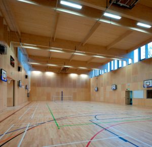 high ceiling modern school sports hall