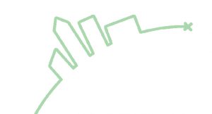 a green line depicting the outline of buildings