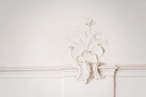 decorative plaster motif on an interior wall