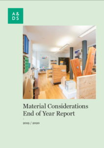Image of the cover of the materials considerations end of year report 2019 to 2020